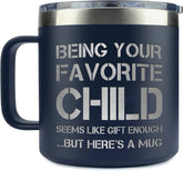 Taza BETHEGIFT para papá en azul marino; mantiene bebidas calientes