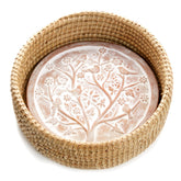 Cesta Better World Bio con calentador de terracota para pan caliente en mesa