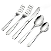BEWOS juego-cubiertos-20-piezas-para-4 en la mesa, conjunto completo para comidas diarias.