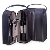 Funda Bey-Berk para dos botellas con transporte seguro en cuero negro