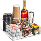 BEYGORM Organizador acrílico para barra de café en encimera, mejora la visibilidad y el orden.