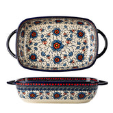 Bicuzat bandeja cerámica vintage con diseño floral, ideal para hornear y servir con estilo