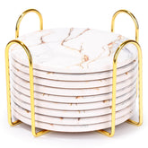 Billbotk posavasos cerámicos marble con soporte para ordenar la mesa