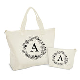 Binggemen bolsa de lona con inicial personalizada y cremallera para regalo único