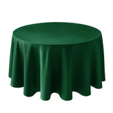Mantel redondo Biscaynebay de 90 pulgadas en verde bosque, ideal para cenas elegantes.