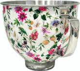 Biscuitique tazón mezclador con patrón floral en acero inoxidable para KitchenAid, realza la estética de la cocina