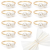 Bituinra anillos para servilleta con perla dorada embellecen cenas formales.