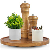 Bivvclaz Bandeja giratoria de Acacia redonda, ideal como centro decorativo y práctico para la mesa.