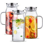 Jarra de vidrio Bivvclaz 2 L con tapa y asa para servir bebidas