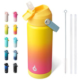 Botella BJPKPK aislada 18oz con tapa pajilla para bebidas frías o calientes.