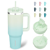 BJPKPK Tumbler 40 oz con mango ergonómico en color menta para uso diario.