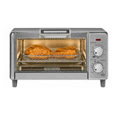 BLACK+DECKER vista frontal del horno tostador que ofrece versatilidad en la encimera