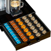 BLACKSMITH FAMILY portapods vertuo con tapa de vidrio negro, organizador elegante.