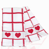 Toallas Blanco Home para cocina con corazones rojos, decoración ideal y secado eficiente.