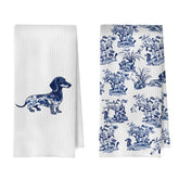 Toalla BlissfulAbon dachshund chinoiserie 16x24 para decorar la cocina