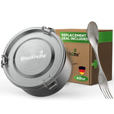 Blockhütte almuerzo metálico 40oz con espork integrado, listo para comer en cualquier lugar.