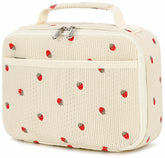 Bluboon bolso de almuerzo en pana con fresas beige, ideal para la escuela.
