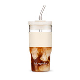 BluePolar vaso cristal 23oz con pajilla y tapa, ideal para batidos y agua fría
