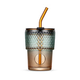 Vaso BLUEPOLAR 13 oz ámbar acanalado visto de frente, ideal para uso diario