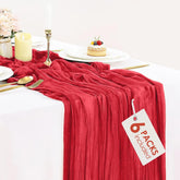BLUETOP mantel gasa roja 35x120 cm para bodas con atmósfera cálida
