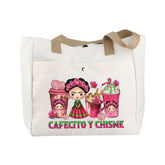 BLUPARK bolsa de tela cafecito y chisme para uso diario, reutilizable.
