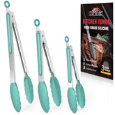 Pinzas de cocina Bnlcd resistentes al calor 600°F para asar y volteos seguros.