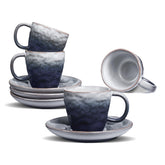 BOILMERIT tazas espresso 3 oz con platillos azul, ritual de café matutino