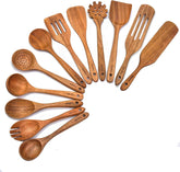 BOKAWENLUO: set de 12 utensilios de madera perfecto para cocinar sin rayar sartenes antiadherentes.