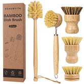 BONUMVITA pack de 5 cepillos de bambú para limpieza general en la cocina