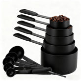 Bopei juego de tazas y cucharas medidoras con titanio negro mate para cocina precisa