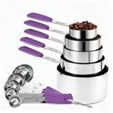 Bopei conjunto de tazas y cucharas en acero inoxidable para ordenar la cocina.