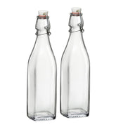 Botella de Bormioli Rocco con tapa giratoria para conservar frescura en líquidos.