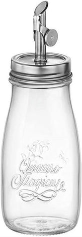 Bormioli Rocco Quattro Stagioni con vertedor pesado para aceite de oliva, vertido preciso.
