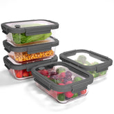 BOROHOUSE contenedores de vidrio borosilicato con tapas templadas para conservar frescura.