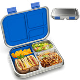 BOSEDSANG Bento infantil en acero inoxidable con 3 compartimentos para comidas escolares sin derrames.