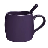 Bosmarlin taza cerámica con cuchara morada vidriada de 14 oz para uso diario