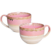 Bosmarlin taza cerámica jumbo de 23 onzas rosa, vista frontal y gran capacidad