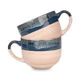 Bosmarlin tazas grandes de cerámica Azul Prusia, 2 unidades para casa u oficina.