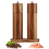 Molinillos BOTOP de sal y pimienta en base de acacia, almacenamiento elegante.