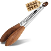 Boxiki Kitchen pinzas de 9 pulgadas con puntas de madera natural y acero resistente.
