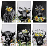 Toallas Boyiee de vacas tierras altas con diseño pajaro azul, absorbentes y suaves para la cocina.