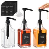BPFY triple pack dispensadores sirope cafe vidrio, ideal para bares hogareños.