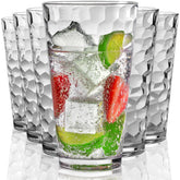 Bravario Vaso Alto de Plástico Martillado, 22 oz, brillo sofisticado.