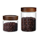 Brighomrom jarras de vidrio con tapas de madera, almacenamiento elegante para café y té.