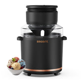 BRIOBITE: vista frontal de la máquina en negro, ideal para helados caseros