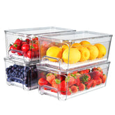 Brippo 4-pack de organizadores para refrigerador apilables con acceso fácil.