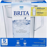Brita Slim jarra filtradora de 5 tazas, vista frontal, filtración rápida y sabor más limpio.