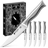 Cuchillos BRODARK para bistec serrados de 4.5 pulgadas con filo estable.