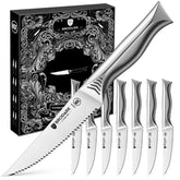 BRODARK juego cuchillos para bistec 8 piezas 4.5 pulgadas, corte fácil para carnes.