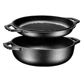 Bruntmor cazuela de hierro fundido 2 en 1 con tapa-parrilla para cocinar.